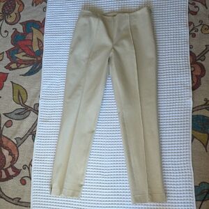 Rena Lange Beige Tan Sand Side Zip Pintuck Trousers 10